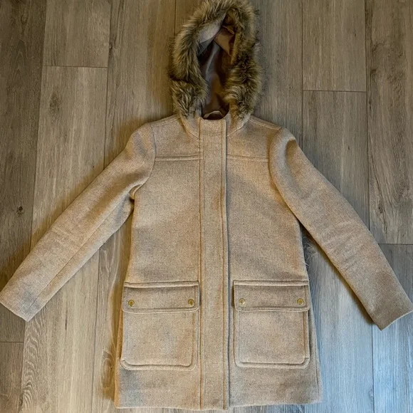 J. Crew Vail Parka Wool Blend Coat in Heather Tan Size 00 - Picture 2 of 16